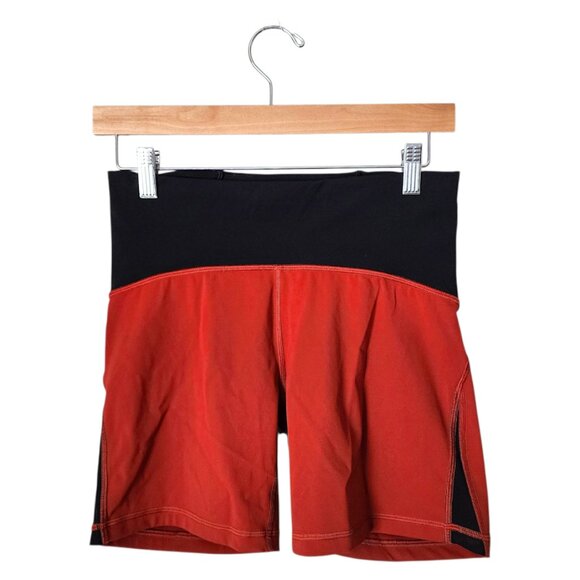 LULULEMON Train Times bike shorts in brick red / black size 8 - Picture 2 of 5